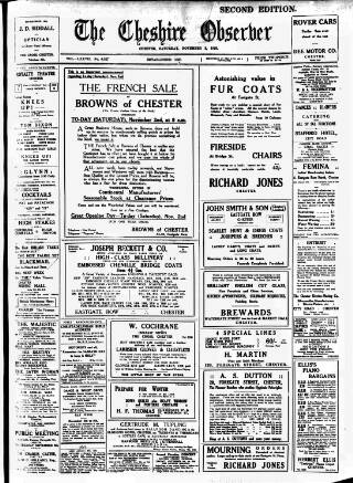 cover page of Cheshire Observer published on November 2, 1929