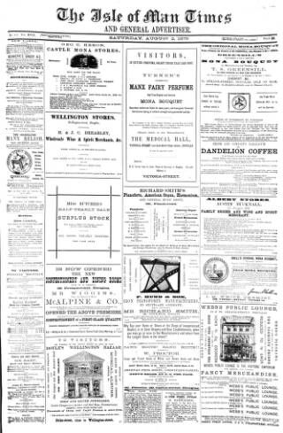cover page of Isle of Man Times published on August 2, 1879