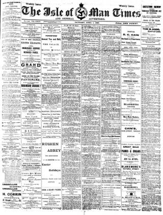 cover page of Isle of Man Times published on April 1, 1899