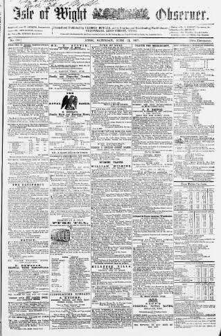 cover page of Isle of Wight Observer published on June 13, 1857