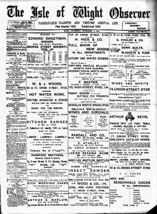 cover page of Isle of Wight Observer published on November 2, 1901