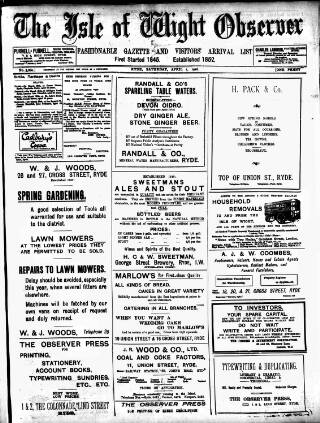 cover page of Isle of Wight Observer published on April 1, 1916
