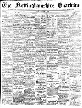 cover page of Nottinghamshire Guardian published on August 2, 1878