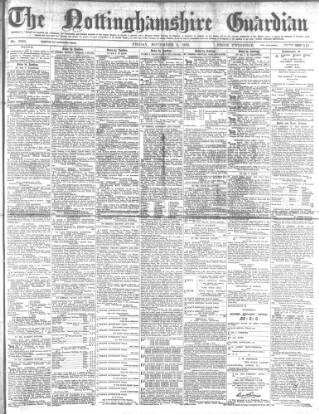 cover page of Nottinghamshire Guardian published on November 2, 1883