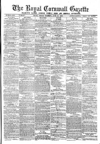 cover page of Royal Cornwall Gazette published on June 13, 1879