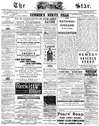 cover page of Guernsey Star published on May 22, 1886