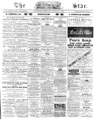 cover page of Guernsey Star published on August 2, 1888