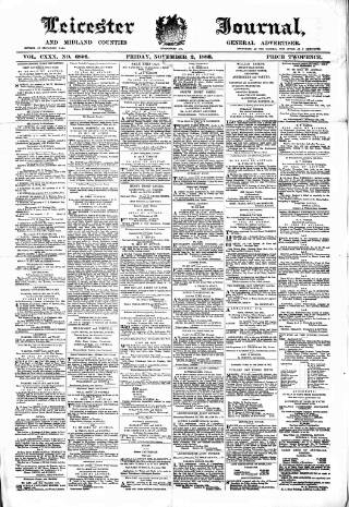 cover page of Leicester Journal published on November 2, 1883