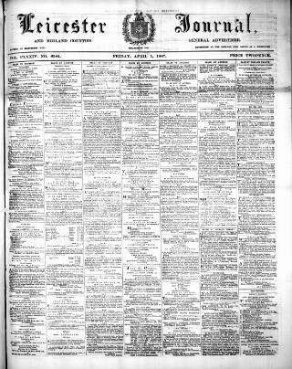 cover page of Leicester Journal published on April 1, 1887
