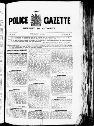 cover page of Police Gazette published on May 22, 1914