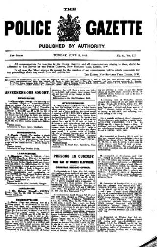 cover page of Police Gazette published on June 13, 1916