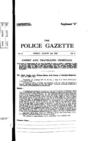 cover page of Police Gazette published on August 2, 1918