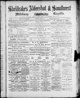cover page of Aldershot Military Gazette published on June 13, 1891