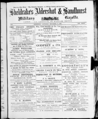 cover page of Aldershot Military Gazette published on November 2, 1895