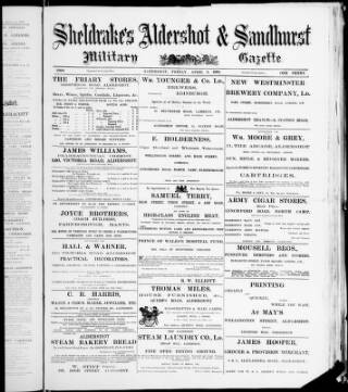 cover page of Aldershot Military Gazette published on April 1, 1898