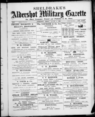 cover page of Aldershot Military Gazette published on August 2, 1901