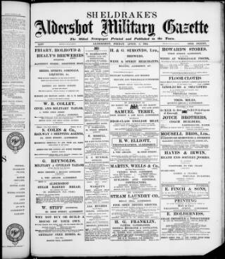 cover page of Aldershot Military Gazette published on April 1, 1904