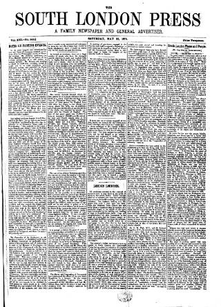 cover page of South London Press published on May 22, 1875