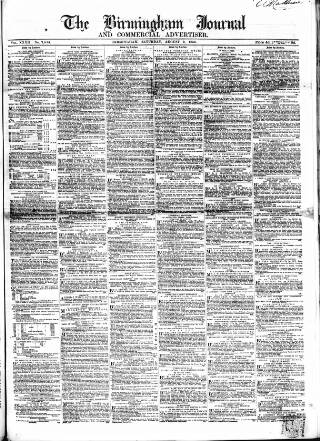 cover page of Birmingham Journal published on August 2, 1856