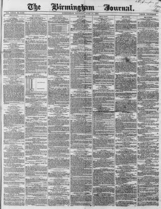cover page of Birmingham Journal published on June 13, 1863