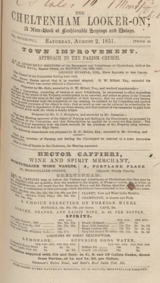 cover page of Cheltenham Looker-On published on August 2, 1851
