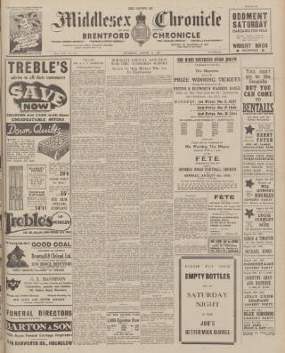 cover page of Middlesex Chronicle published on August 2, 1941