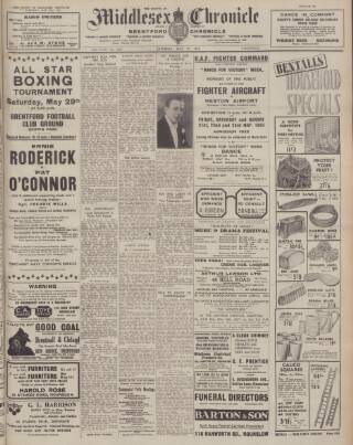 cover page of Middlesex Chronicle published on May 22, 1943