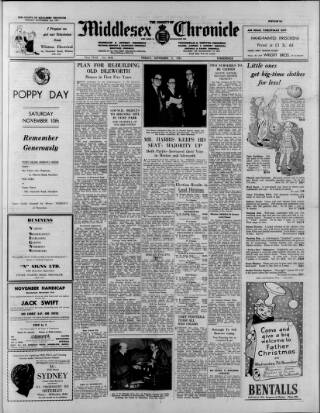 cover page of Middlesex Chronicle published on November 2, 1951