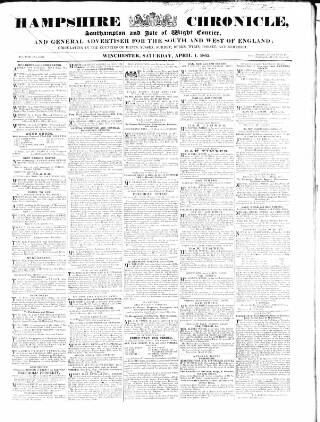 cover page of Hampshire Chronicle published on April 1, 1865