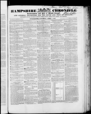 cover page of Hampshire Chronicle published on April 1, 1871