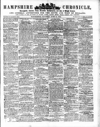 cover page of Hampshire Chronicle published on June 13, 1885