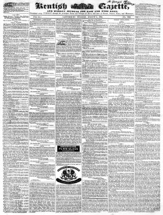 cover page of Kentish Gazette published on August 2, 1842