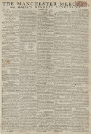 cover page of Manchester Mercury published on April 1, 1800
