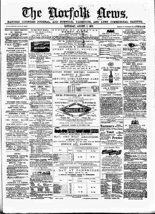 cover page of Norfolk News published on August 2, 1873