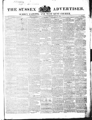 cover page of Sussex Advertiser published on June 13, 1843