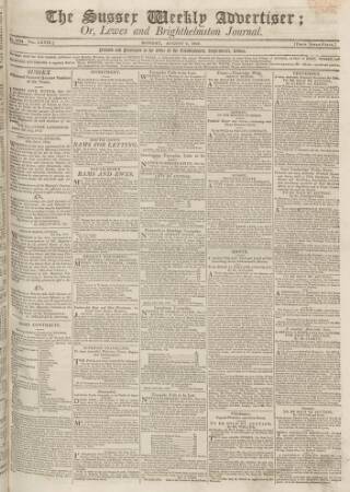 cover page of Sussex Advertiser published on August 2, 1819