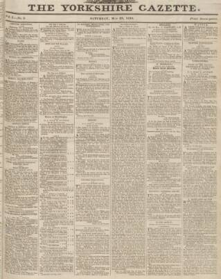 cover page of Yorkshire Gazette published on May 22, 1819