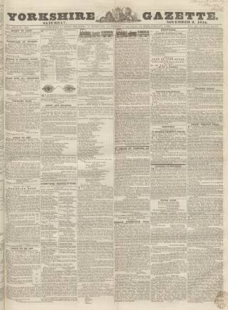 cover page of Yorkshire Gazette published on November 2, 1844