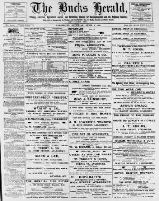 cover page of Bucks Herald published on April 1, 1905