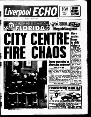 cover page of Liverpool Echo published on April 1, 1994