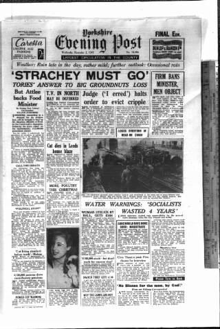 cover page of Yorkshire Evening Post published on November 2, 1949