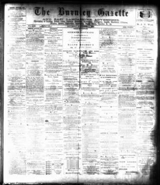 cover page of Burnley Gazette published on November 2, 1889