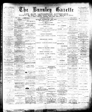 cover page of Burnley Gazette published on June 13, 1891
