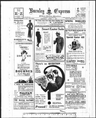 cover page of Burnley Express published on April 1, 1933