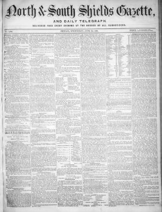 cover page of North & South Shields Gazette and Northumberland and Durham Advertiser published on June 13, 1860