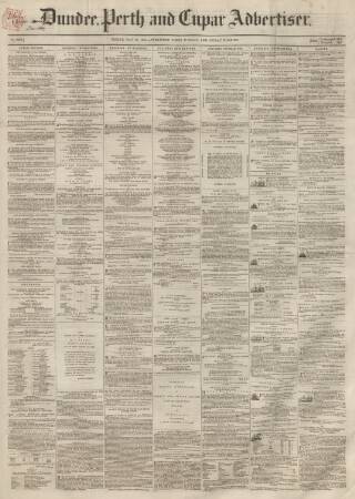 cover page of Dundee, Perth, and Cupar Advertiser published on May 22, 1857