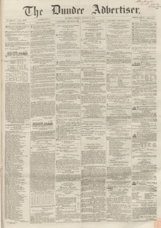 cover page of Dundee, Perth, and Cupar Advertiser published on August 2, 1861