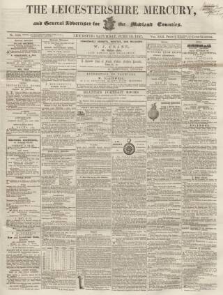 cover page of Leicestershire Mercury published on June 13, 1857