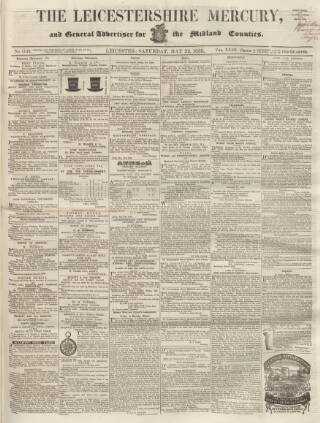 cover page of Leicestershire Mercury published on May 22, 1858