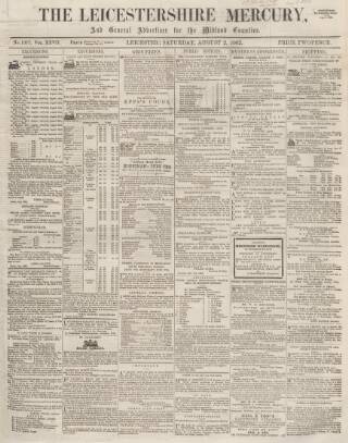 cover page of Leicestershire Mercury published on August 2, 1862